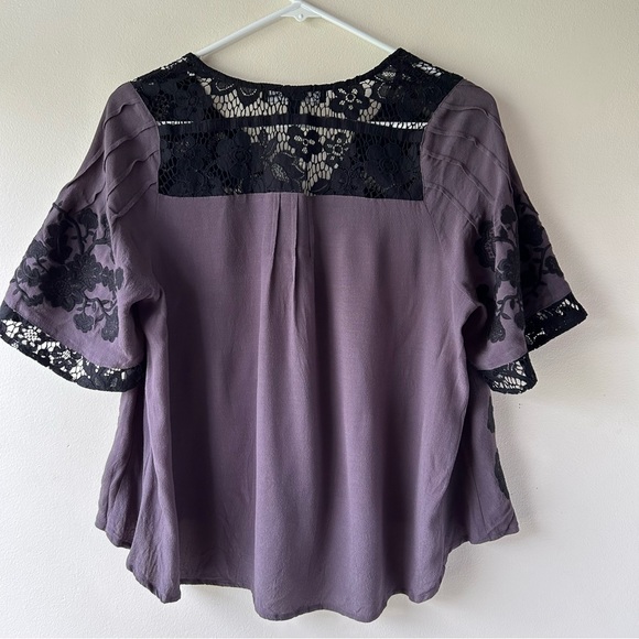 For Love & Lemons Isabella Lace Floral Embroidered Top Grey Purple Black M - Picture 11 of 11